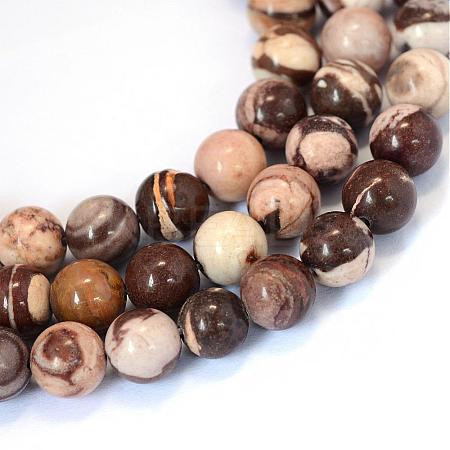 Natural Zebra Jasper Round Bead Strands G-E334-4mm-12-1