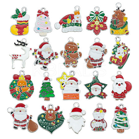 Christmas Alloy Enamel Pendants ENAM-G234-01B-1