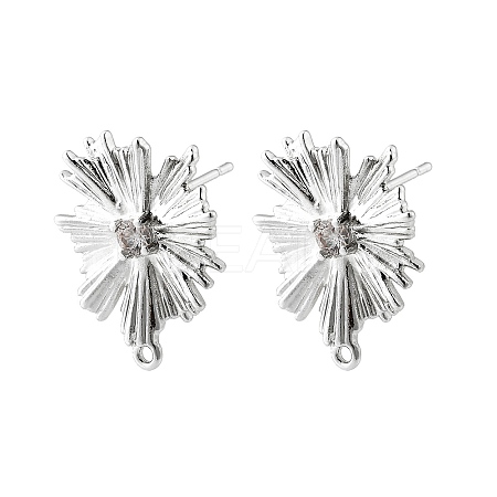 Brass Micro Pave Cubic Zirconia Stud Earring Findings LS-KK-K371-39P-1