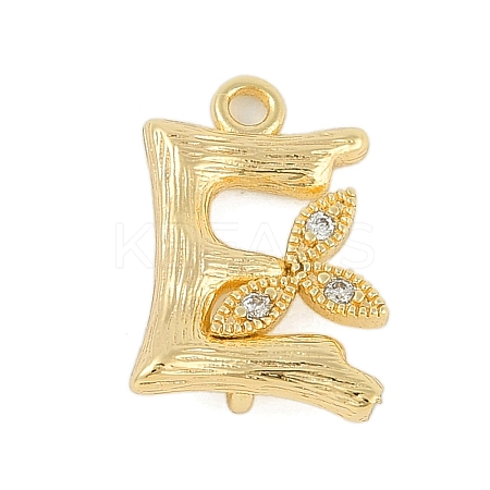 Brass Crystal Rhinestone Letter Links Connector Charms KK-S395-06G-E-1