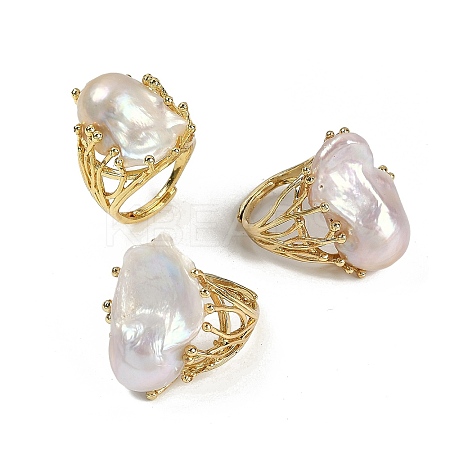 Nuggets Natural Pearl Finger Rings RJEW-P128-07G-1