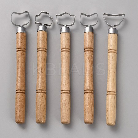 Wood & Stainless Steel Clay Pressed Molds Set TOOL-WH0052-33-1
