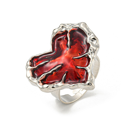 Heart Zinc Alloy Enamel Adjustable Rings for Women LS-RJEW-Z048-04P-1