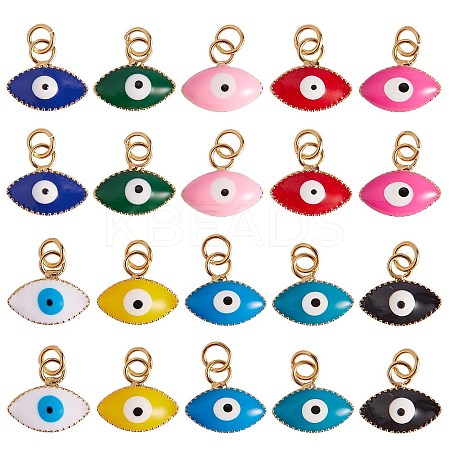 20Pcs 10 Colors Brass Enamel Charms KK-SZ0004-06-1