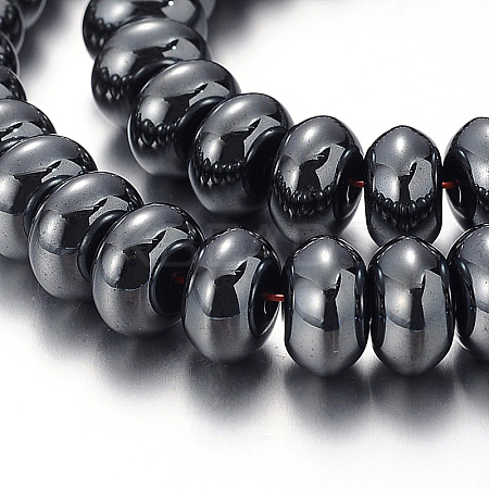Pearlized Non-magnetic Synthetic Hematite Rondelle Beads Strands G-F230-02-1