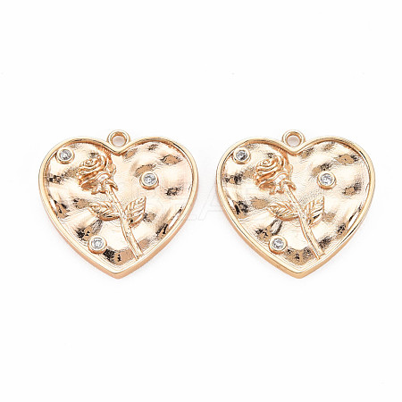 Brass Micro Pave Clear Cubic Zirconia Pendants KK-S364-180-1