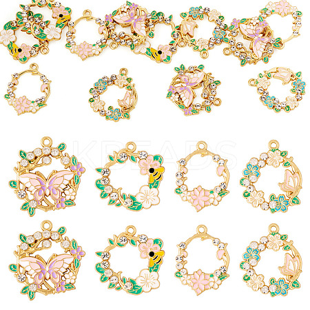16Pcs 4 Styles Rack Plating Alloy Enamel Pendants FIND-TA0005-62-1