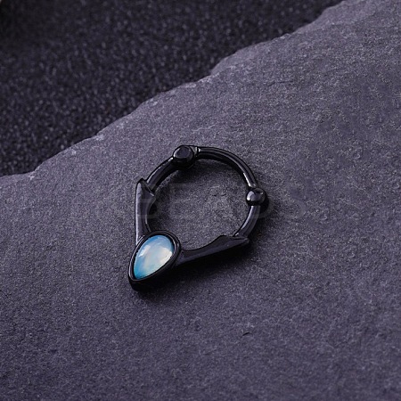 316L Stainless Steel Micro Pave Cubic Zirconia Hoop Nose Rings WG352E4-06-1