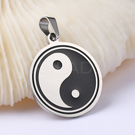 Feng Shui Enamel 304 Stainless Steel Pendants STAS-O079-06P-1