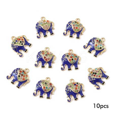 10Pcs Alloy Colorful Rhinestone and Enamel Pendants ENAM-YW0006-14B-1