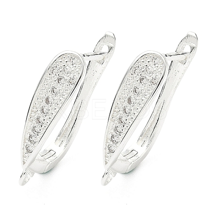 Brass Micro Pave Clear Cubic Zirconia Hoop Earring Findings KK-H532-16S-1