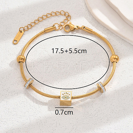 Vintage Luxurious Evil Eye Beaded Stainless Steel Bracelet Women Holiday Style QW9952-1-1