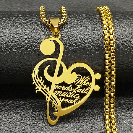 201 Stainless Steel Musical Note Heart Quote Pendant Necklaces LS-NJEW-K283-03G-1