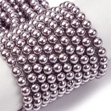 Electroplated Shell Pearl Beads Strands X-BSHE-G041-4mm-02-1