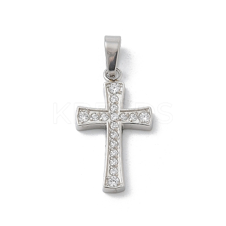 304 Stainless Steel Micro Pave Cubic Zirconia Pendants STAS-Z107-08P-09-1