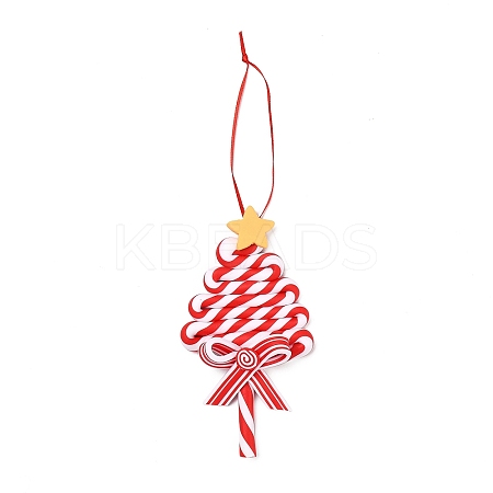 Christmas Tree Lollipop Handmade Polymer Clay Pendant Decorations LS-HJEW-P017-02C-1