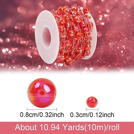 10M ABS Plastic Imitation Pearl Beaded Trim Garland Strand AJEW-YW0001-48A-1