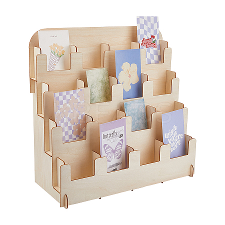 4-Tier 16-Slot Wooden Display Riser Stands ODIS-WH0086-134B-1