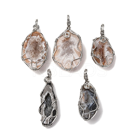 Natural Agate Big Pendants G-A282-06P-1