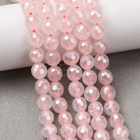 Electroplated Natural Rose Quartz Beads Strands G-B191-A04-6mm-1