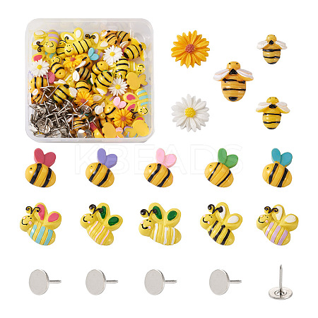 120Pcs DIY Bees & Daisy Shape Sofa Foam Nails Making Kits DIY-CD0001-12P-1