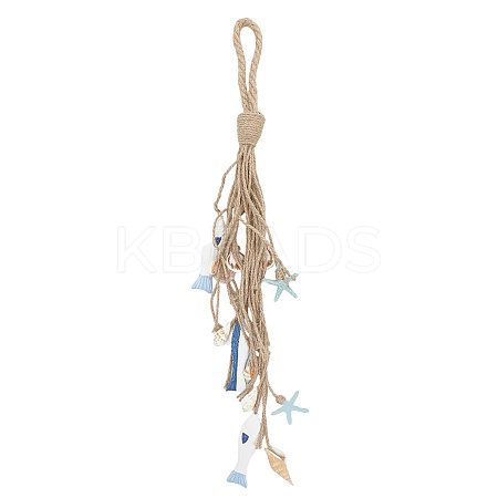 Fish & Starfish & Shell Shape MDF Pendant Decorations HJEW-WH20003-28-1