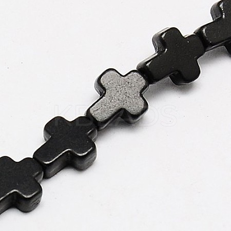1 Strand Dyed Black Synthetic Turquoise Cross Beads Strands X-TURQ-G112-8x10mm-10-1