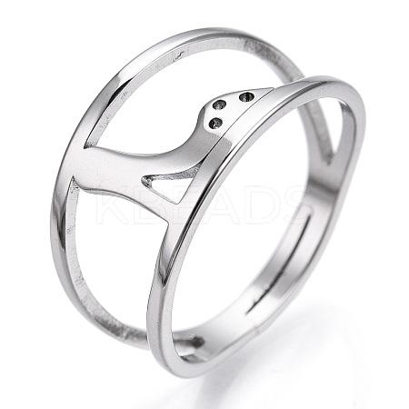 Non-Tarnish 304 Stainless Steel High-Heeled Shoes Adjustable Ring for Women RJEW-T027-07P-1
