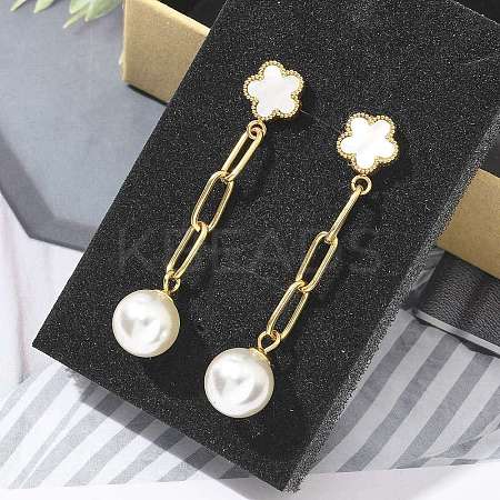 304 Stainless Steel Flower Dangle Stud Earrings EJEW-C096-54G-1