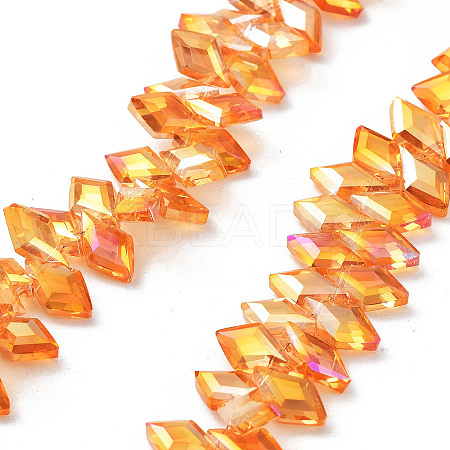 Electroplate Rhombus Glass Beads Strands EGLA-A036-12A-FR01-1