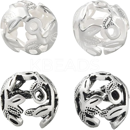 4Pcs 2 Colors 925 Sterling Silver Bead Caps STER-BC0002-34-1