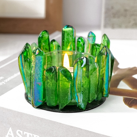 Electroplated Natural Quartz Crystal Candle Holder PW-WG59F09-01-1