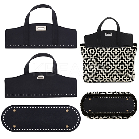 1Pc PU Leather Oval Bottom and 1Pc Crochet Bag Handles DIY-PH0032-53-1