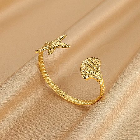 304 Stainless Steel Cuff Bangles for Women BJEW-C122-01G-1