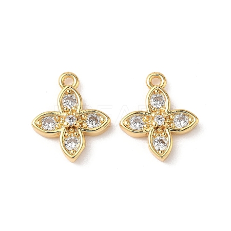 Brass Micro Pave Clear Cubic Zirconia Charms X-KK-D504-12G-1