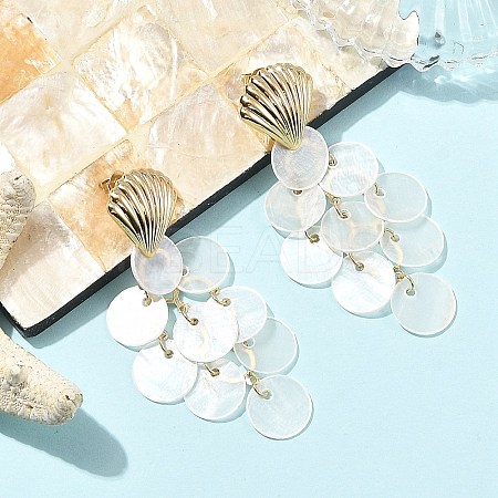 201/304 Stainless Steel & Capiz Shell Stud Earrings EJEW-JE07497-1