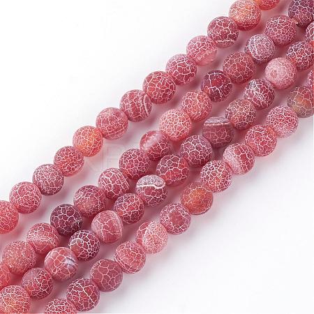 Natural Fire Crackle Agate Bead Strands G-S216-6mm-05-1