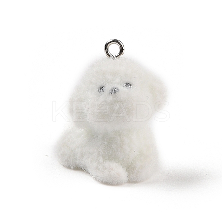Flocking Resin Cute Puppy Pendants LS-MACR-P043-L02-1