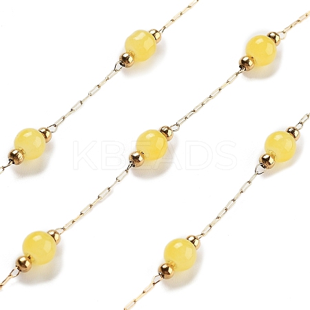 Handmade Round Dyed Natural Malaysia Jade Beaded Chains CHS-P019-08G-D-1