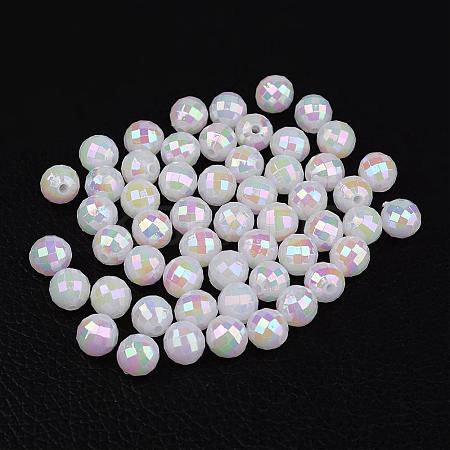 Faceted Colorful Eco-Friendly Poly Styrene Acrylic Round Beads SACR-K001-8mm-78-1
