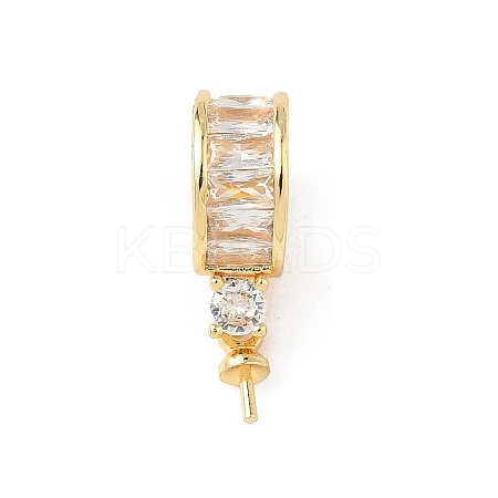 Brass Pave Cubic Zirconia Hoop Earring Findings KK-D369-02G-1
