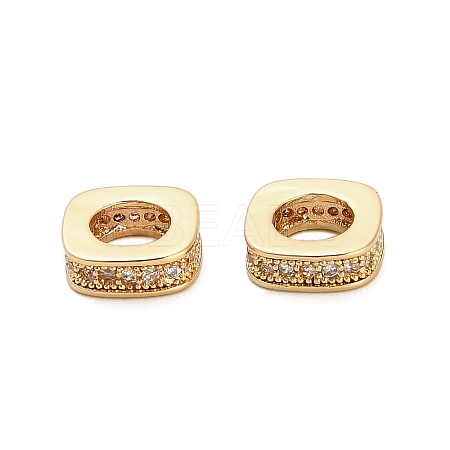 Brass Micro Pave Cubic Zirconia European Beads KK-K374-14G-1