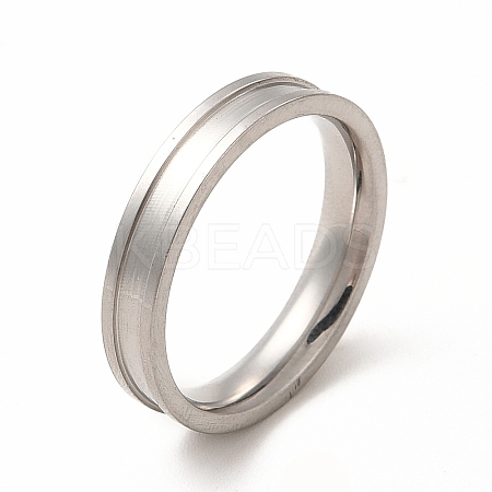 201 Stainless Steel Grooved Finger Ring Settings STAS-P323-11P-1