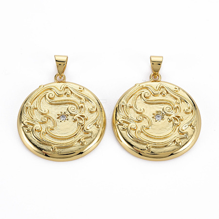 Brass Micro Pave Cubic Zirconia Pendants KK-Q283-037-NR-1
