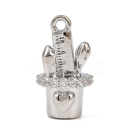 Brass Micro Pave Clear Cubic Zirconia Pendants KK-G545-17P-1
