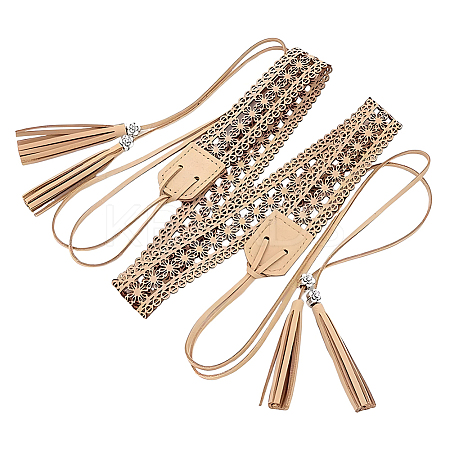 Bohemian Imitation Leather Tassel Wrap Chain Belts AJEW-WH20033-096AS-D-1