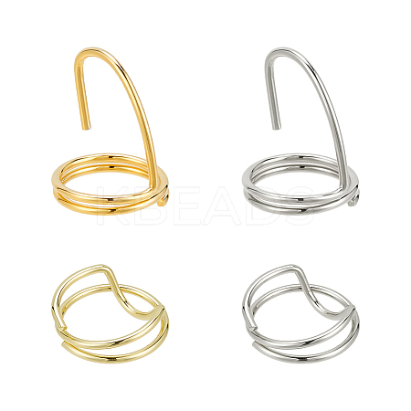  4Pcs 4 Styles Brass Finger Nail Tip Claw Rings MRMJ-NB0001-23-1