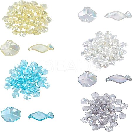 200Pcs 4 Colors Transparent Acrylic Pendants MACR-FH0001-03-1