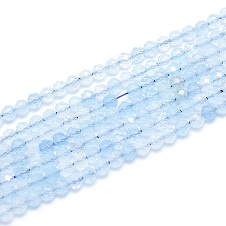 Natural Aquamarine Beads Strands G-D0003-E85-4MM-1
