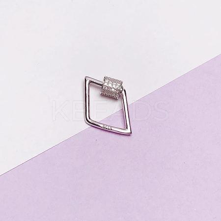 925 Sterling Silver Micro Pave Clear Cubic Zirconia Locking Carabiner Clasps STER-NH0008-01B-P-1